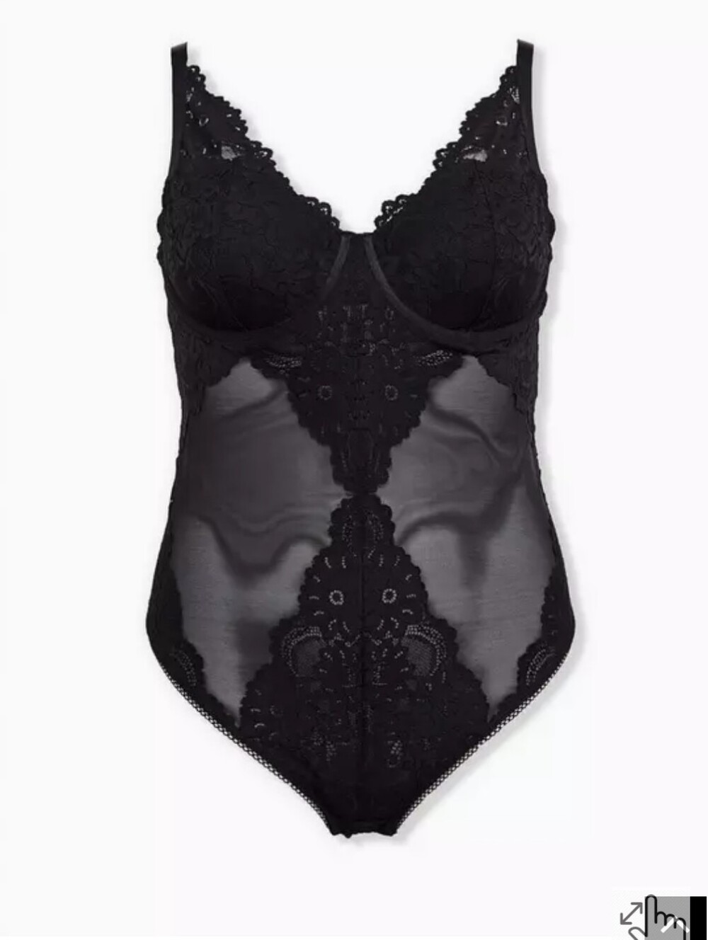 Sheer Lace Underwire Bodysuit - Black